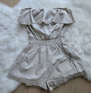 Off-Shoulder Beige Romper